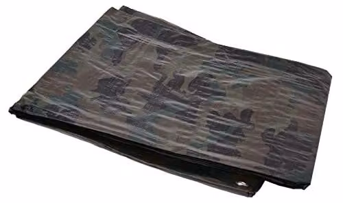 Telo in tessuto Aqbau® color mimetico, 100g/m², telo di copertura, occhielli rinforzati, telo per edilizia, telo protettivo, impermeabile, resistente allo strappo, telo industriale, telo in plastica (3,66 x 4m)