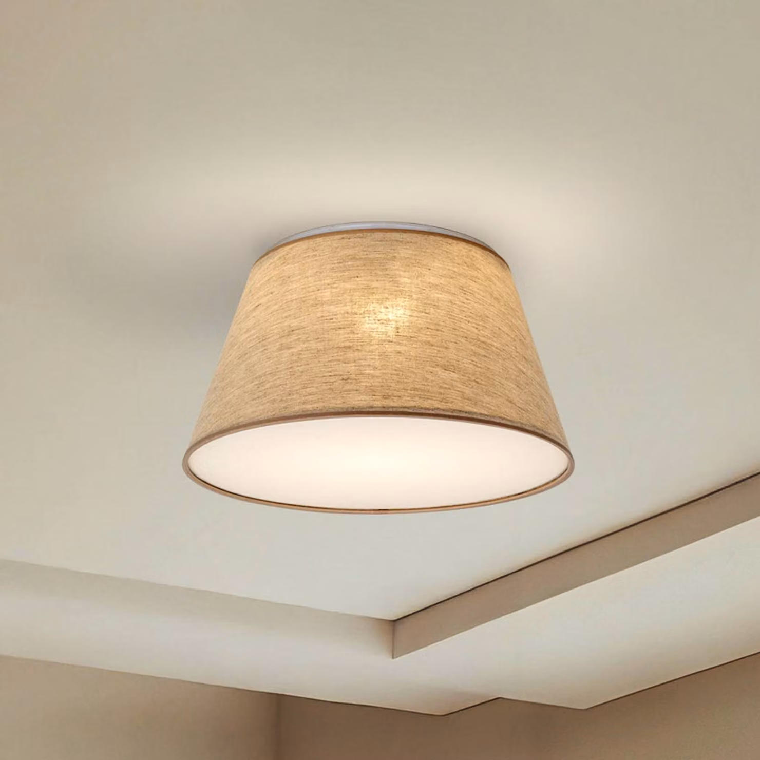 Plafoniera soffitto Formo TK Lighting, dimmerabile, Crema / Ambra, Soggiorno / Sala da pranzo, Tessuto / Stoffa / Seta, Moderno, Plafoniera