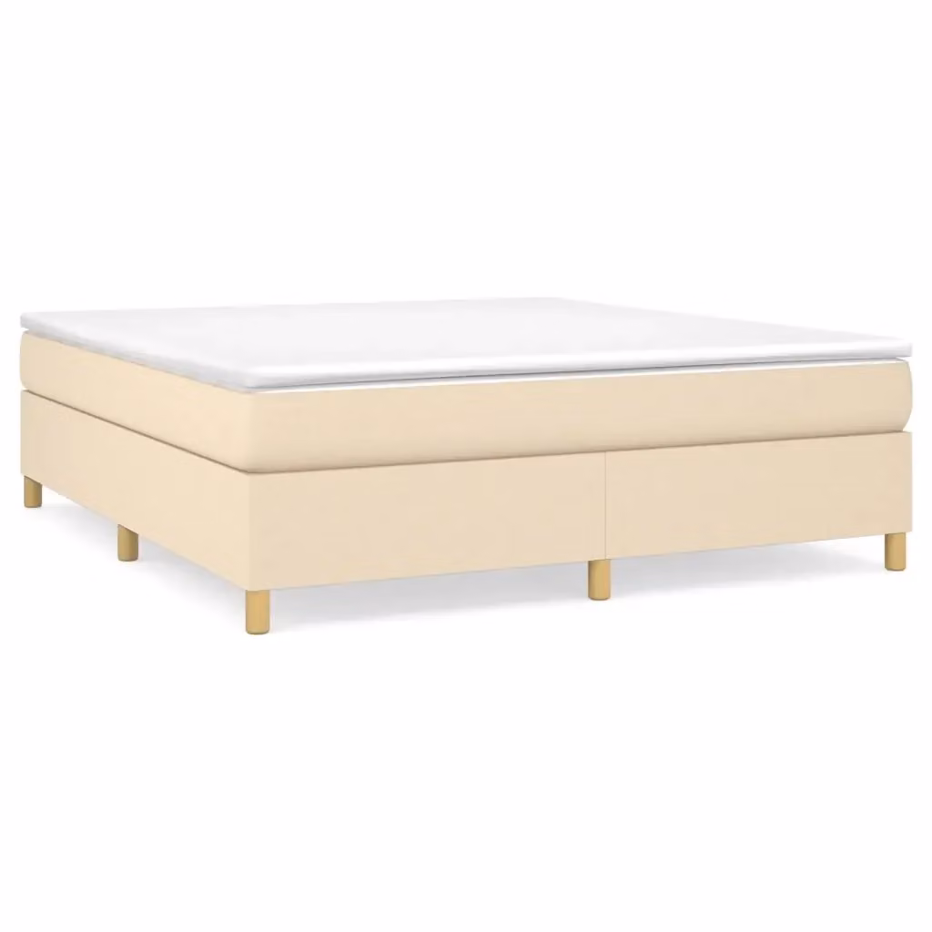 Letto Ibrido con Giroletto a Molle e Materasso vidaXL in Tessuto Beige e Bianco L/P/H: 160 x 200 x 35 cm – 2