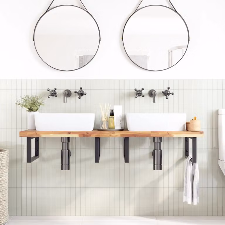 vidaXL Piano da Bagno Non Trattato 120x50x4cm Legno Massello di Acacia