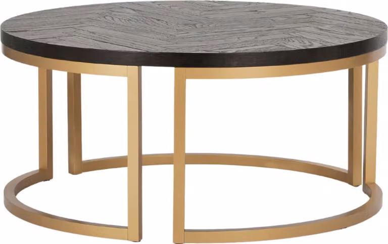 FURNLUX Tavolino Sevilla Nero e Oro 90cm / Colore principale: Nero / Dimensioni: 90 x 40 x 90 cm