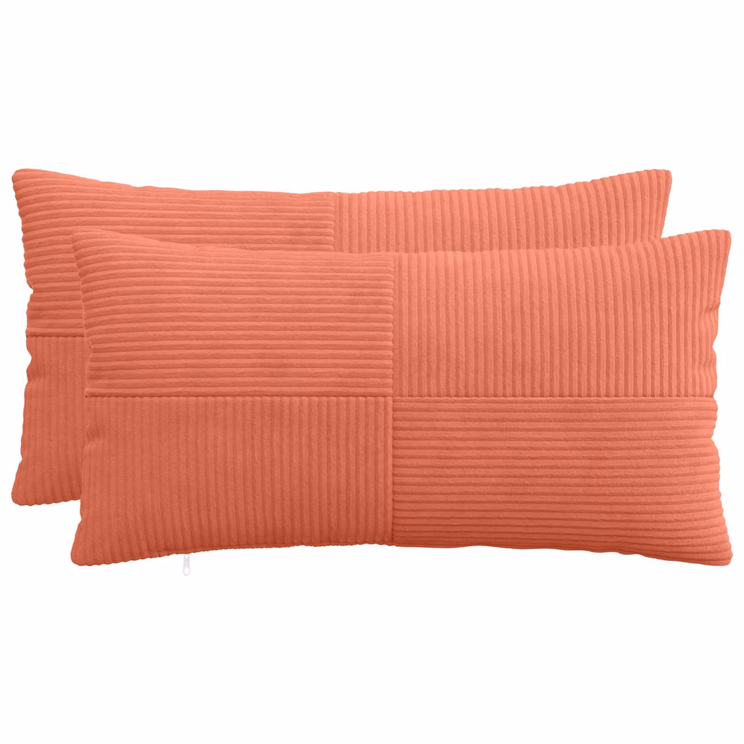 Set di 2 federe vidaXL ALMELO in velluto a coste, colore rosso arancio, L 40 cm x P 80 cm