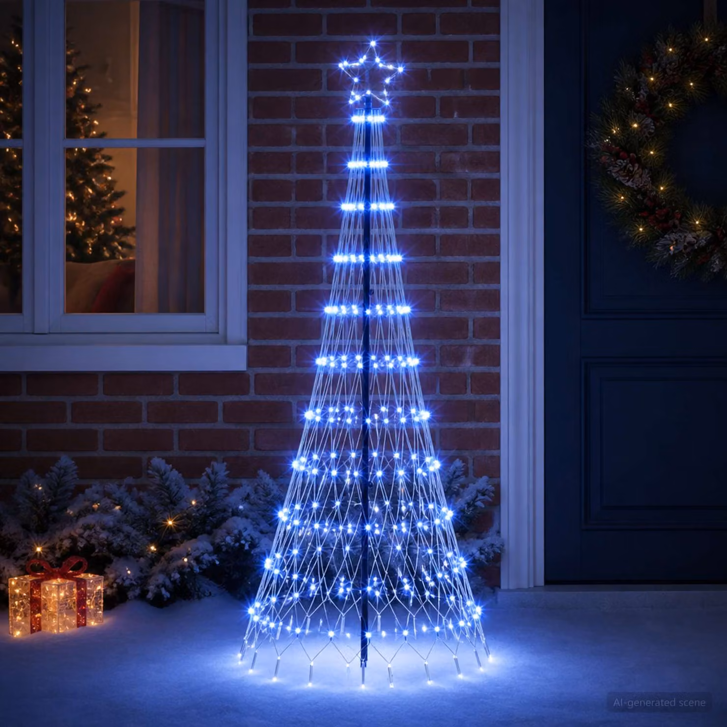 vidaXL Albero di Natale LED 180 cm 230 LED Blu Ferro Nero