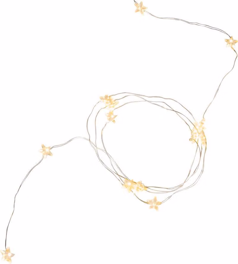 Catena luminosa MagicHome Natale Twisted Stars 180S, 180x micro LED a stella bianco caldo, luce fissa, 230V, 50 Hz, IP44, per esterni, illuminazione, L-2 m x 9 fili