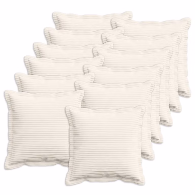 Set di 12 federe vidaXL HOUTEN in velluto a coste, colore beige, 40 x 40 cm