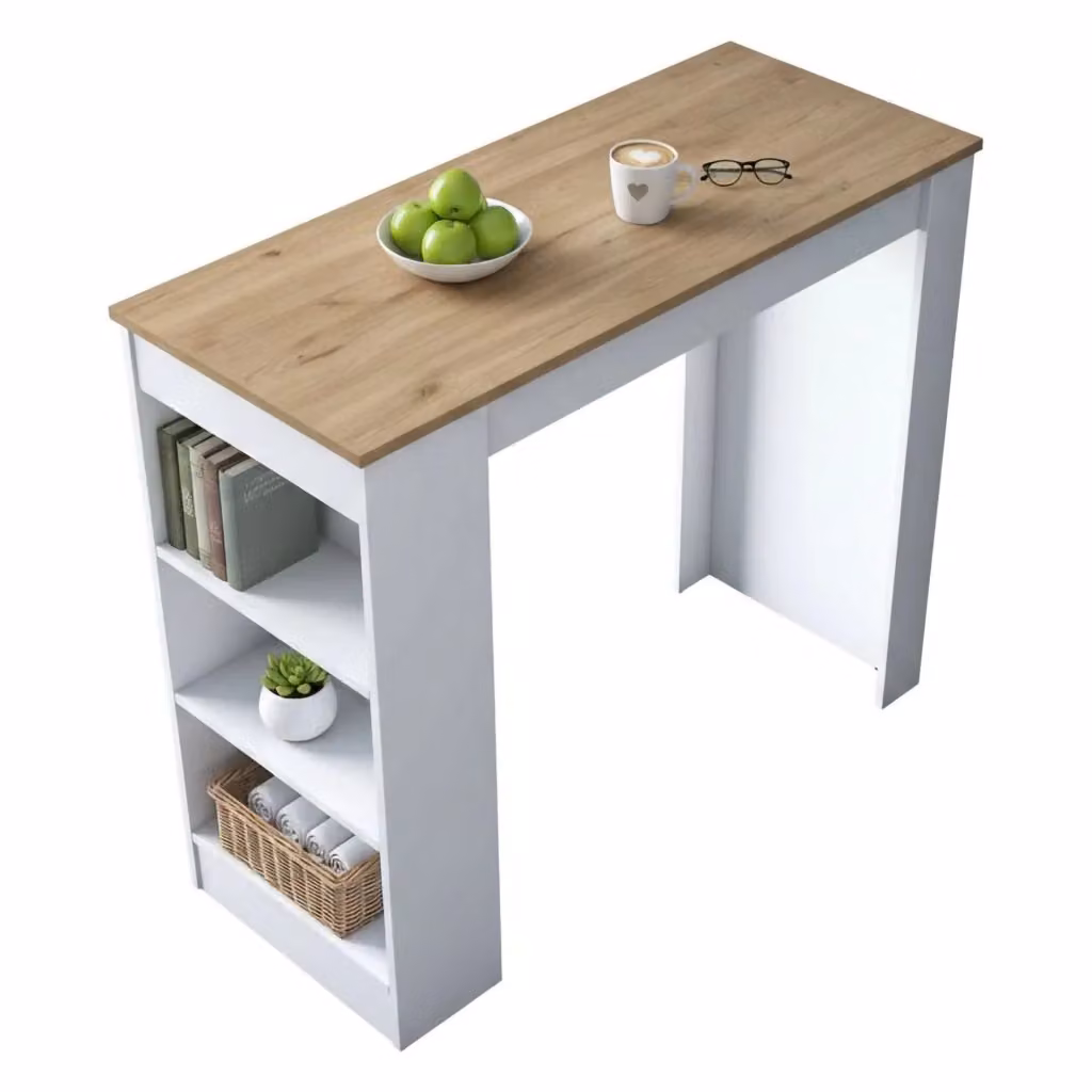 Tavolo da cucina moderno DMORA rettangolare, Marrone e Bianco, L: 120 cm, P: 50 cm, H: 100 cm – 2