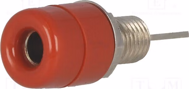 1 connettore a morsetto, 33 VAC, connettore a banana da 4 mm, 70 VDC, 32 A, colore rosso, placcato in nichel, isolato, modello IBU 5568 NI / RT