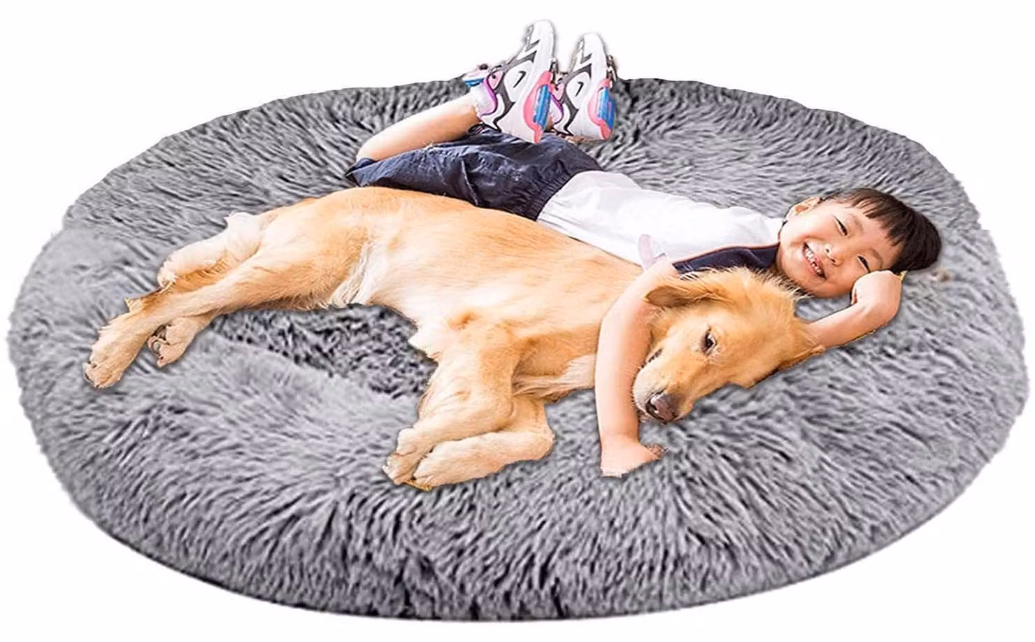 Cuccia ortopedica XXL, lavabile, rotonda, grigia, per cani di grossa taglia