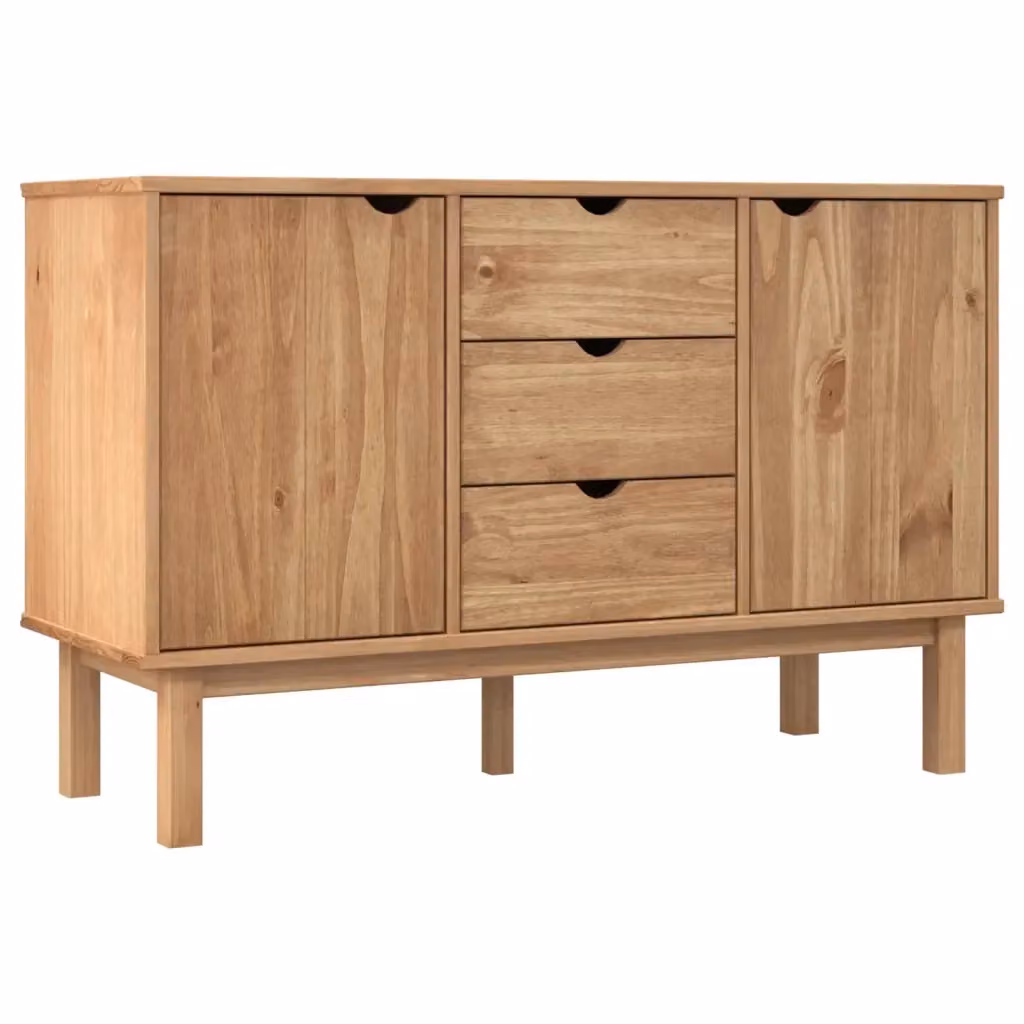 Credenza in legno massello di pino stile scandinavo vidaXL marrone L: 113,5 cm, P: 43 cm, H: 73 cm – 2
