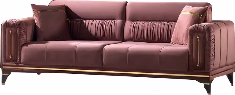 Dreisatzsofa Wohnzimmer 3-Sitzer Sofa Polster Möbel Stoff Rosa Modern Couch