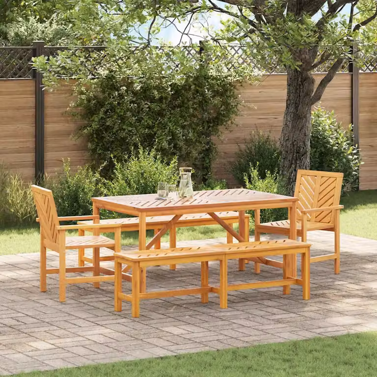 Set da pranzo per giardino e terrazzo vidaXL in legno di acacia marrone, composto da 5 pezzi