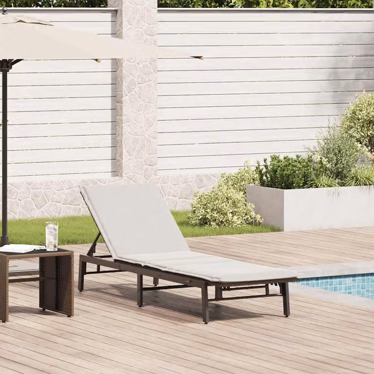 vidaXL Lettino Prendisole in Polyrattan Marrone con Cuscino Regolabile e Tessuto Resistente ai Raggi UV