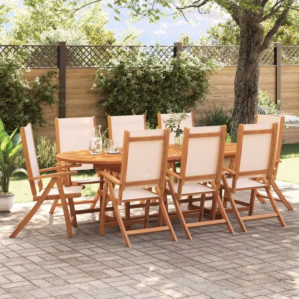 Maison Exclusive - Set da pranzo da giardino da 9 pezzi in legno massello di acacia e Textilene