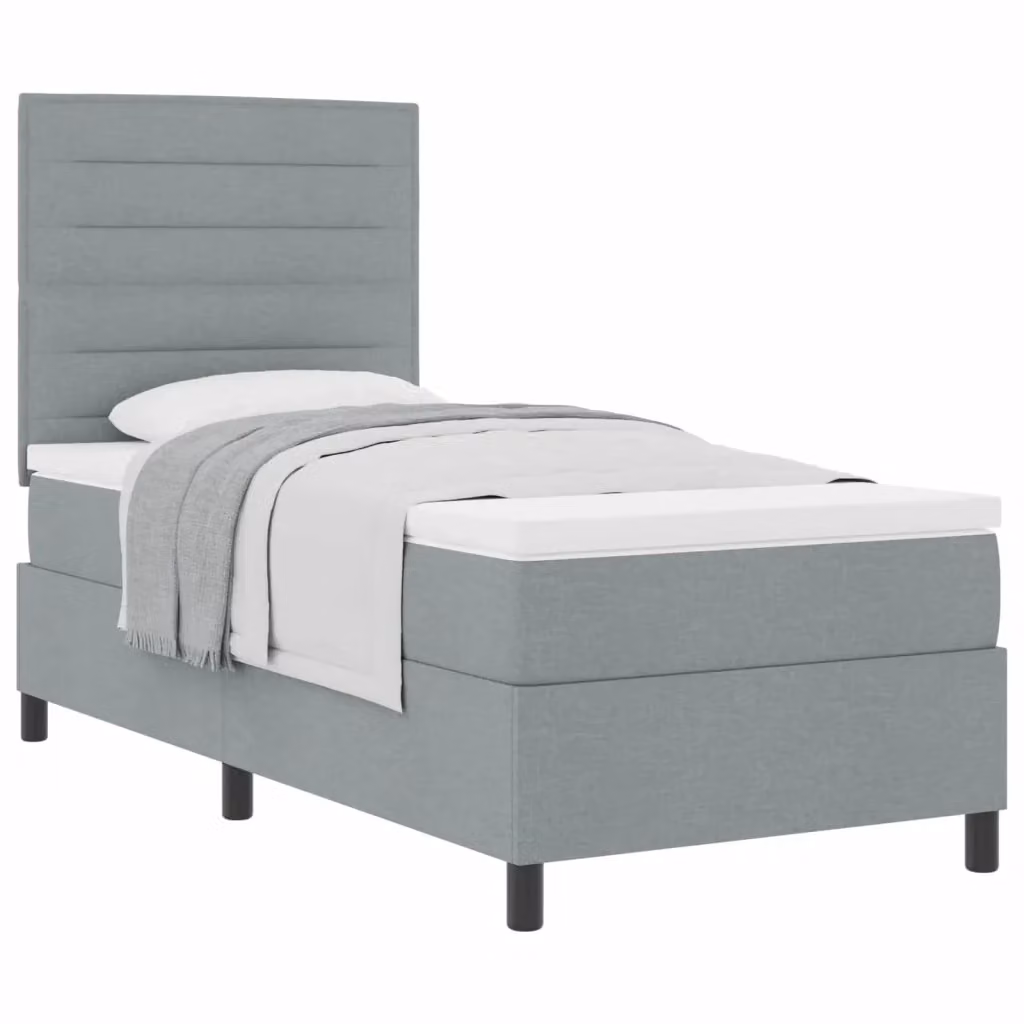 Letto a molle con materasso vidaXL in tessuto grigio, L/P: 90 x 190 cm – 2