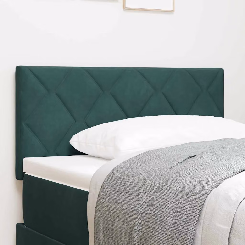 Testiera per letto vidaXL in velluto verde scuro con illuminazione LED e porta di ricarica USB, Larghezza: 90 cm