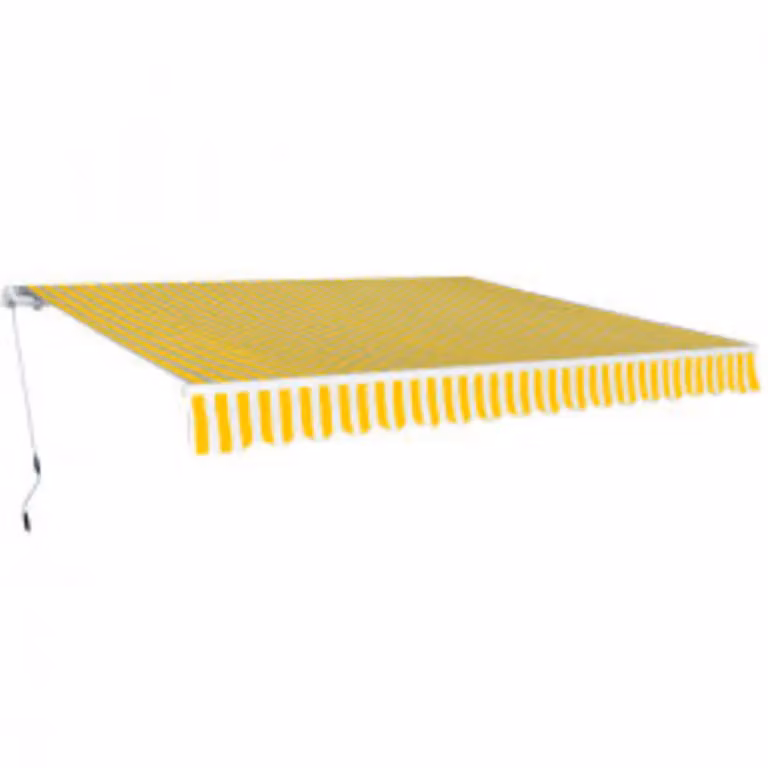 vidaXL Tenda da Sole Pieghevole Manuale con Manovella, Gialla e Bianca, Larghezza: 600 cm