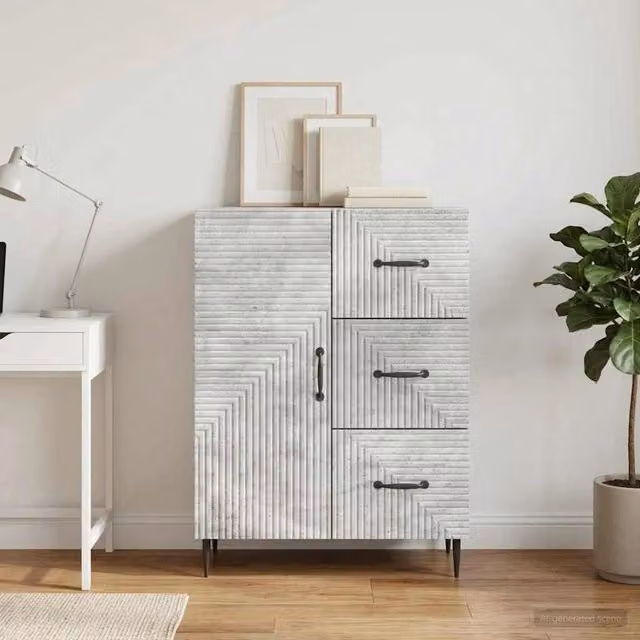 Credenza moderna vidaXL con cassetto in grigio opaco, L: 66 cm, P: 34,5 cm, H: 89,5 cm