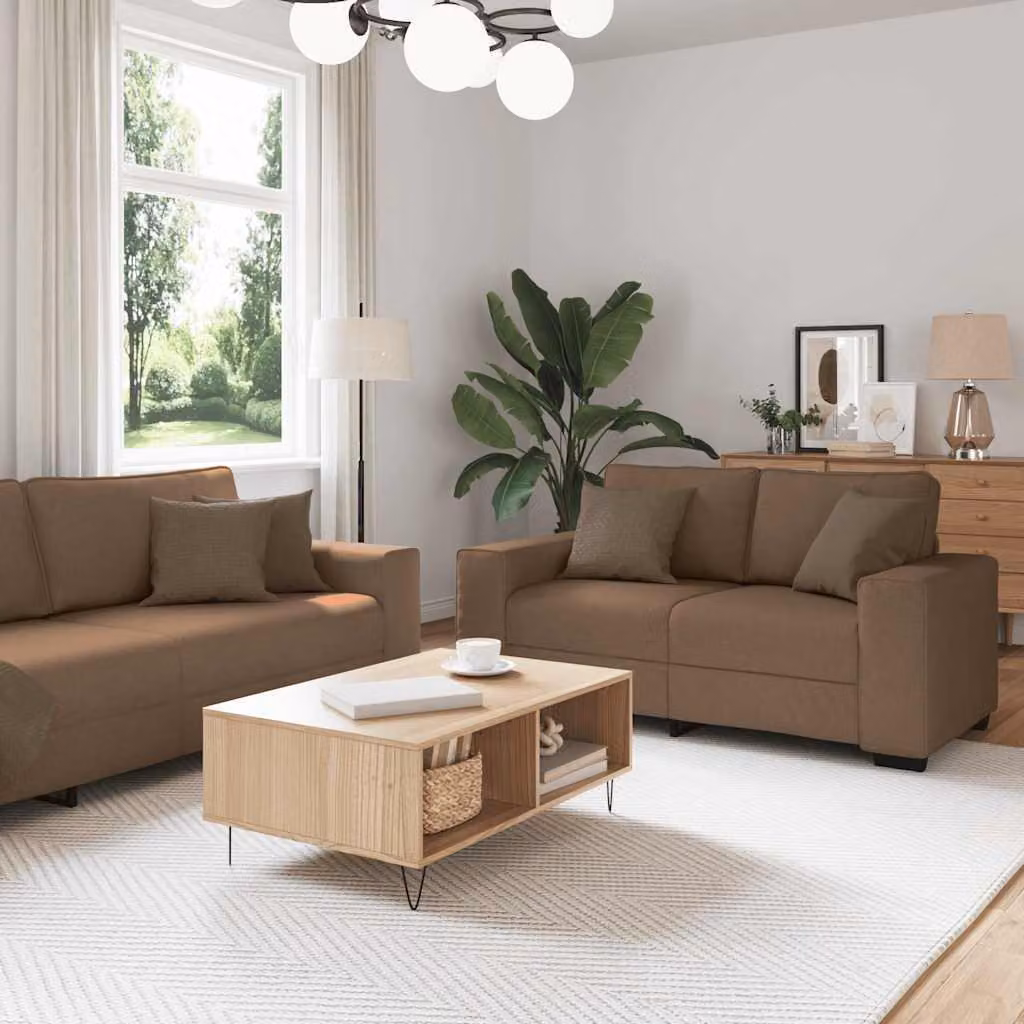 Maison Exclusive - Set divano a 2 posti con cuscini in tessuto marrone