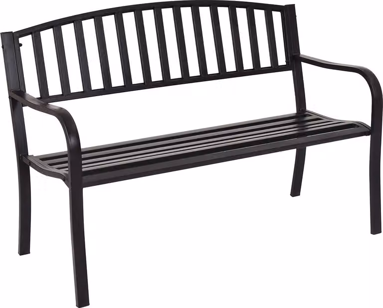 Panchina da giardino COSTWAY con schienale, panchina a 3 posti, panca in metallo caricabile fino a 280 kg, panca da riposo 127 x 60 x 87 cm