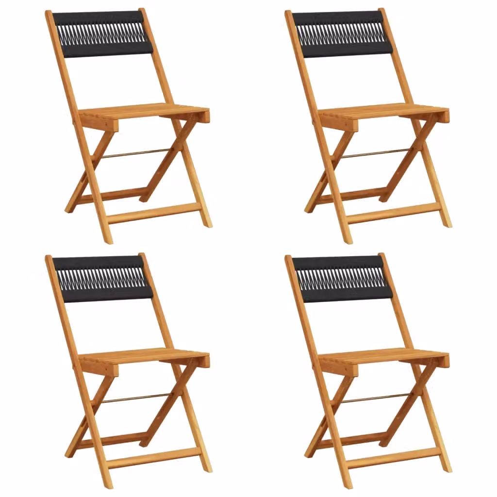 Set di 4 sedie pieghevoli vidaXL in legno di acacia oliato nero per giardino e balcone – 2