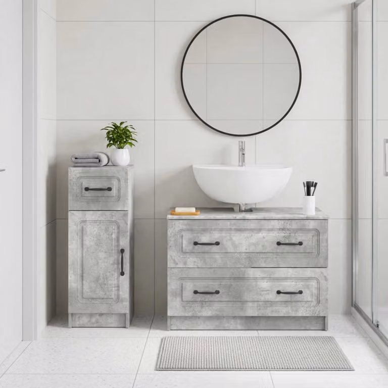 Set di 2 mobili da bagno sospesi vidaXL UTRECHT in legno grigio opaco