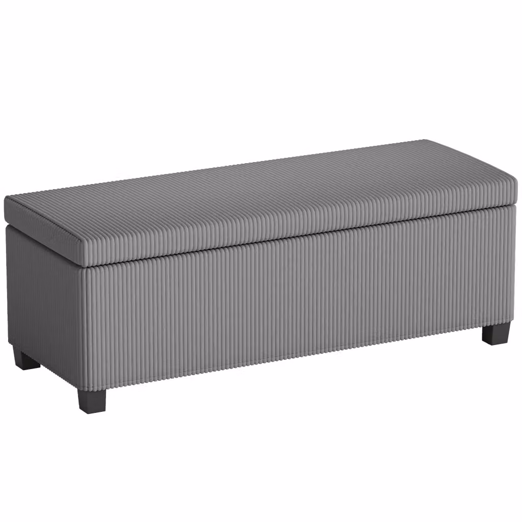 Panca contenitore con coperchio in velluto XYLO Grigio L: 112 cm, P: 42 cm, H: 40 cm – 2