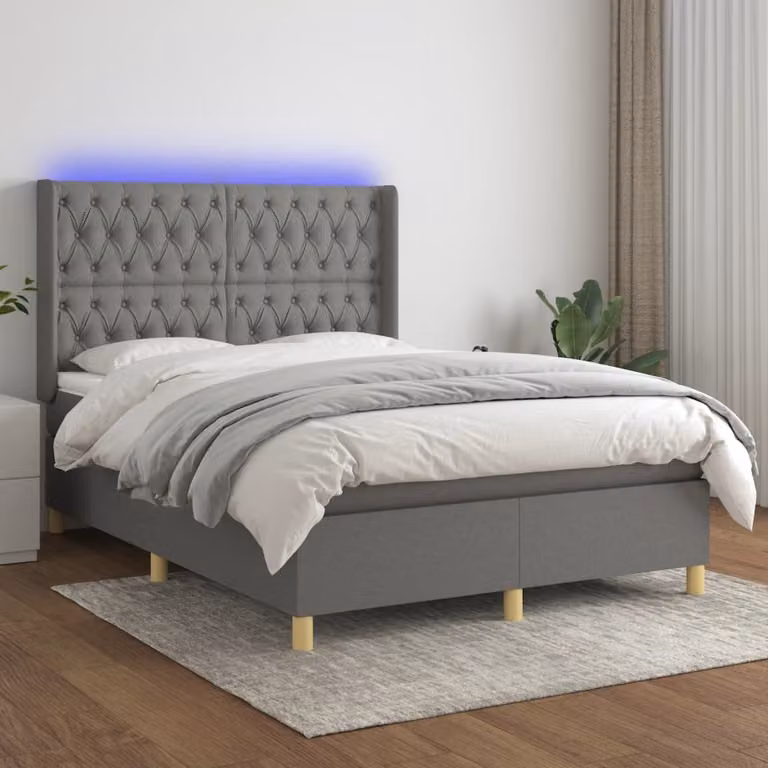 Maison Exclusive - Letto a Molle Materasso e LED Grigio Scuro 140x190cm in Tessuto