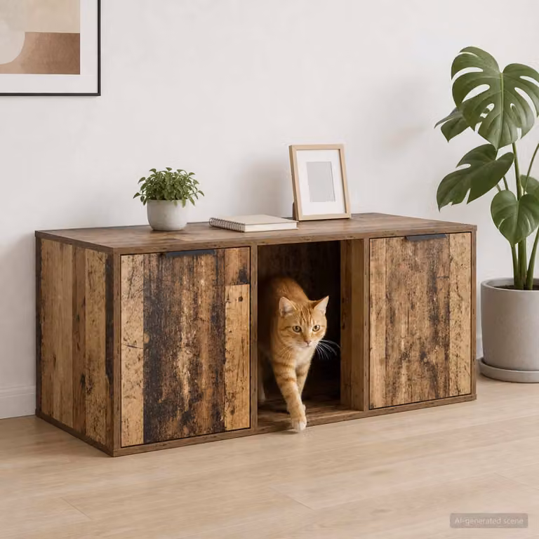 Mobile per gatti vidaXL in legno color marrone antico L 100 x P 49 x H 45 cm