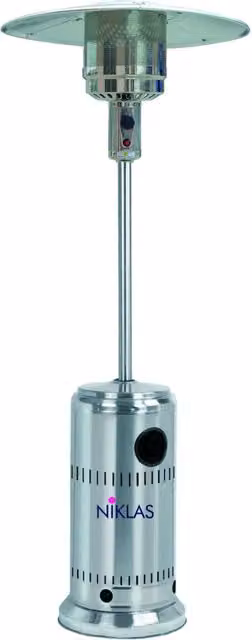Stufa a fungo a gas Niklas da 13 kW in acciaio inox color argento