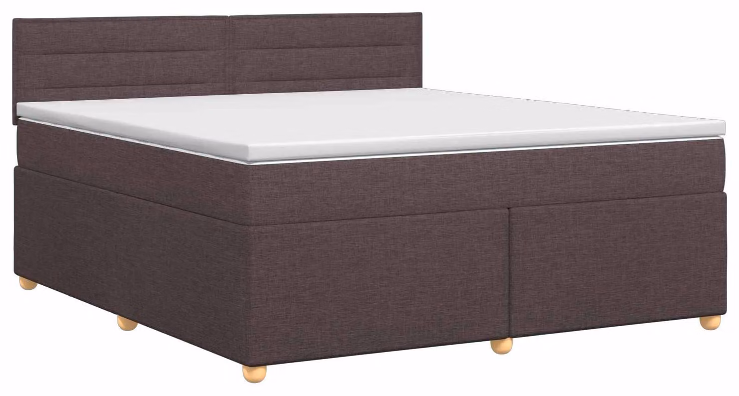 Letto a molle con materasso marrone scuro 180 x 200 cm in tessuto