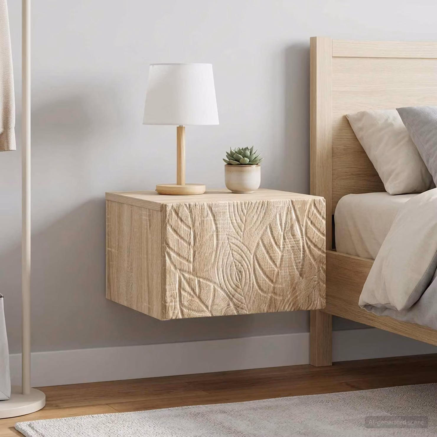 Set di 2 comodini sospesi vidaXL in stile moderno, colore Rovere Sonoma, L: 49 cm, P: 34,5 cm, H: 20 cm