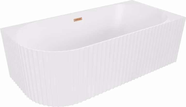 Mexen Gia vasca da bagno indipendente angolare zigrinata destra 170 x 80 cm, bianco opaco, scarico in rame spazzolato