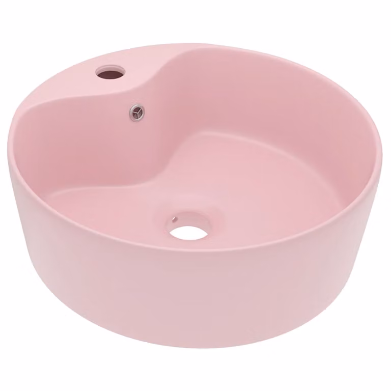 Lavandino con Troppopieno Rosa Opaco 36x13 cm in Vetroceramica