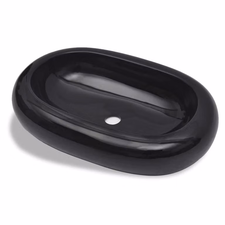 Lavandino da bagno in Vetroceramica ovale nero