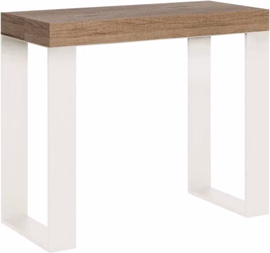 Consolle allungabile Tekno in Quercia Natura con telaio Bianco L/P/H: 90 x 40/300 x 77 cm