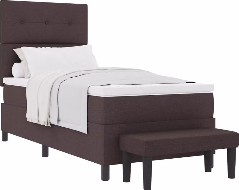 Letto a molle marrone scuro 100 x 200 cm in tessuto e materiale a base di legno