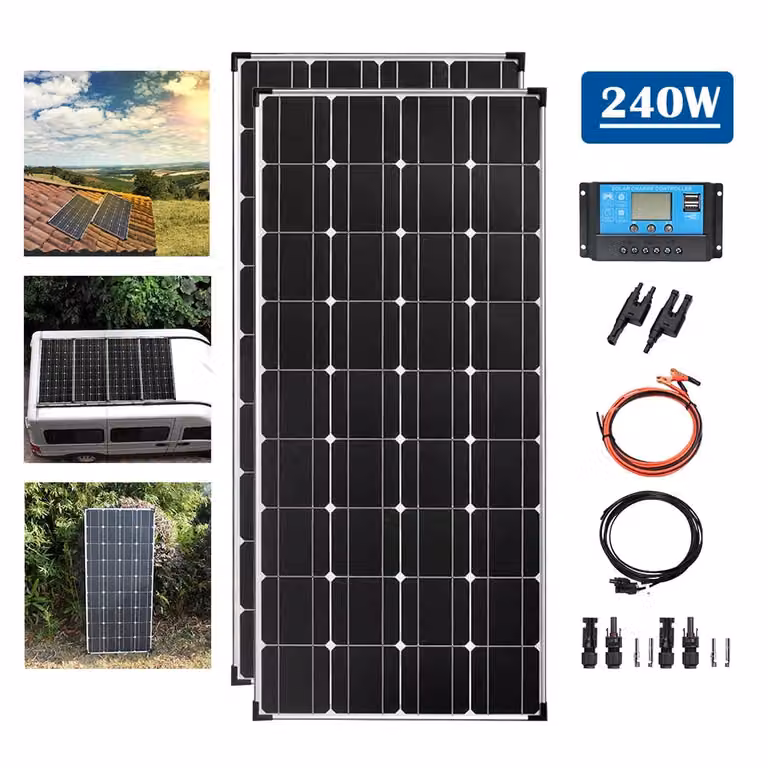Modulo solare monocristallino 120W, alta efficienza del 21,8%, design resistente e compatto, kit 12V24V 240W