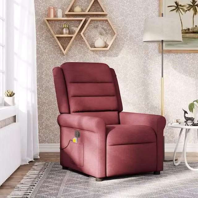 Poltrona Reclinabile Relax vidaXL in Tessuto Rosso con Braccioli