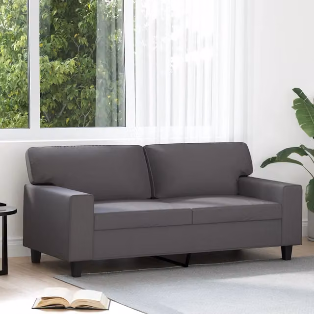 Divano a 2 Posti-Sofa 2 Posti Grigio 140 cm in Similpelle 960799