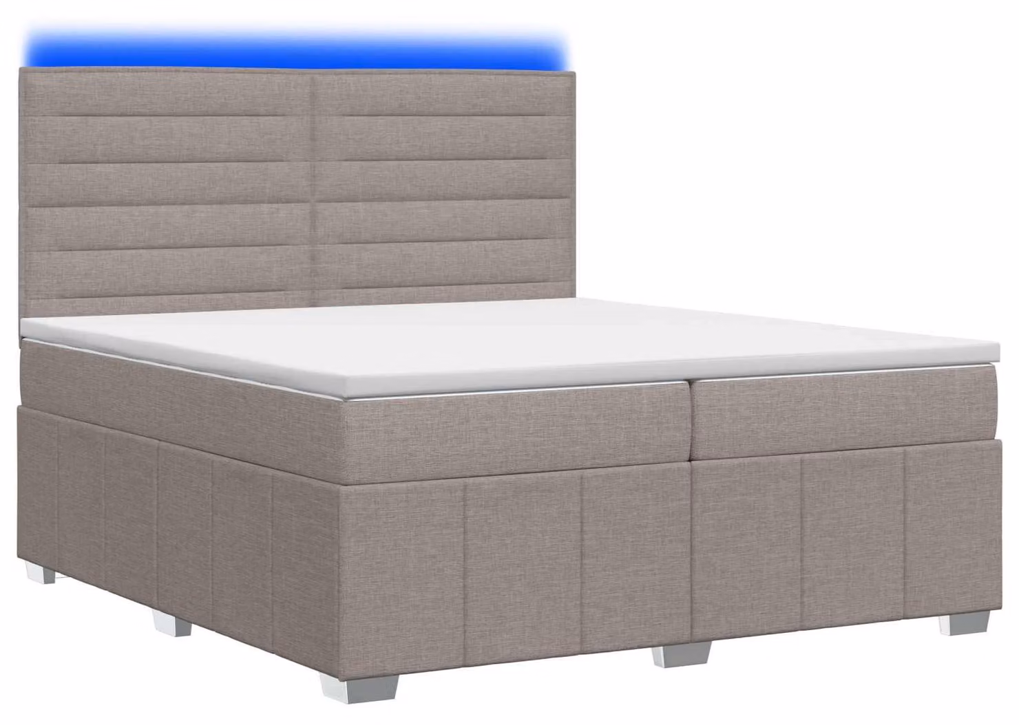 Letto boxspring LED con materasso Taupe 200 x 200 cm Tessuto