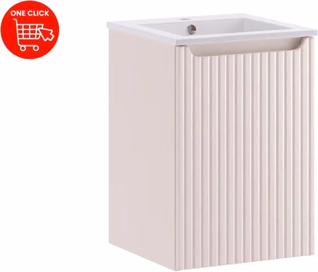 Set mobili bagno Square Nova Cashmere JTSTRADE colore bianco opaco con lavabo L/P/H: 40 x 40 x 40 cm