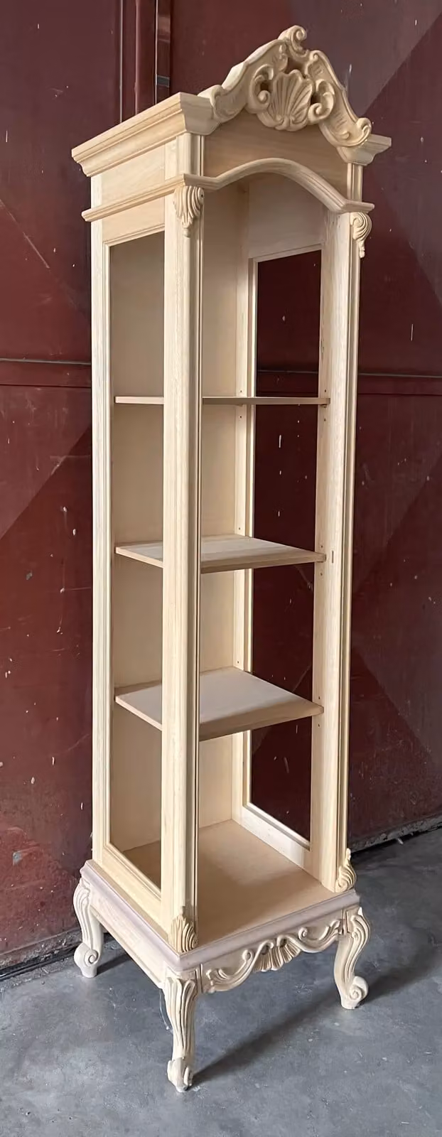 Libreria a giorno classica barocco Mobili 2G in legno di faggio e pino grezzo, 3 ripiani, L: 53 cm, P: 40 cm, H: 214 cm – 1
