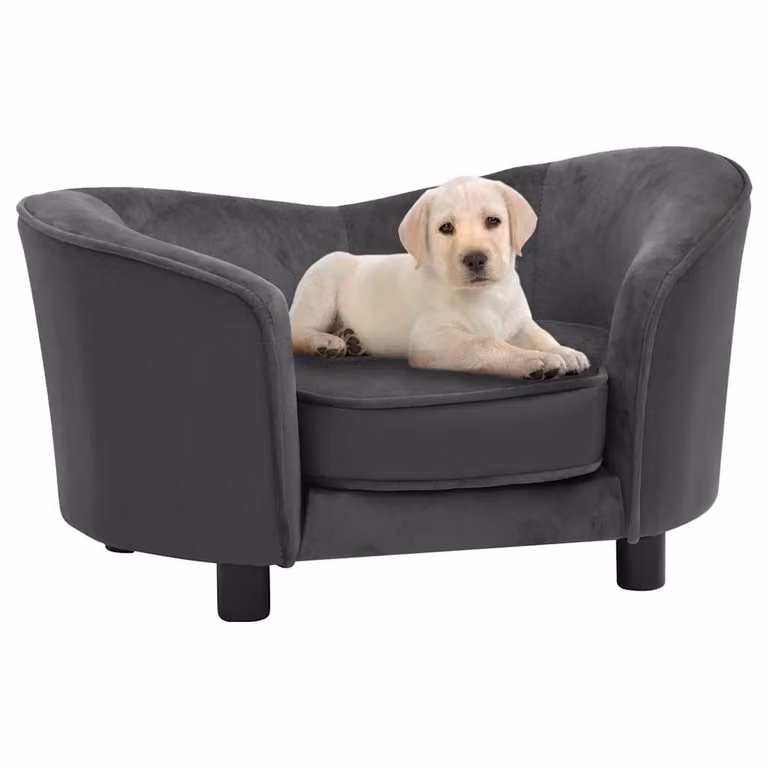 vidaXL Divano per Cani Grigio con Rivestimento in Peluche e Similpelle L: 69 cm, P: 49 cm, H: 40 cm