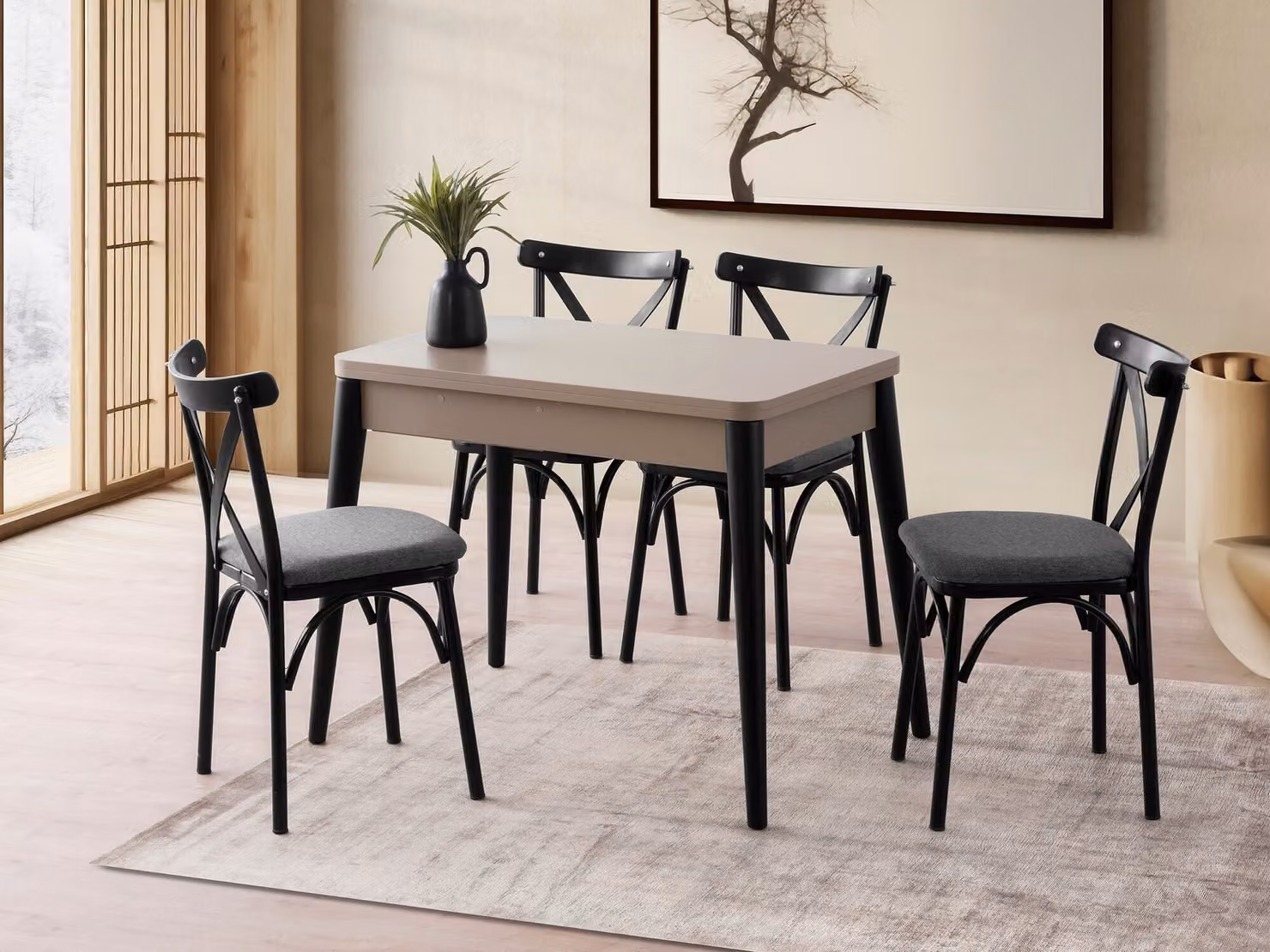 Skye Decor, Dolunay - 1285, tavolo da pranzo, moka chiaro, 100 x 75 x 60 cm