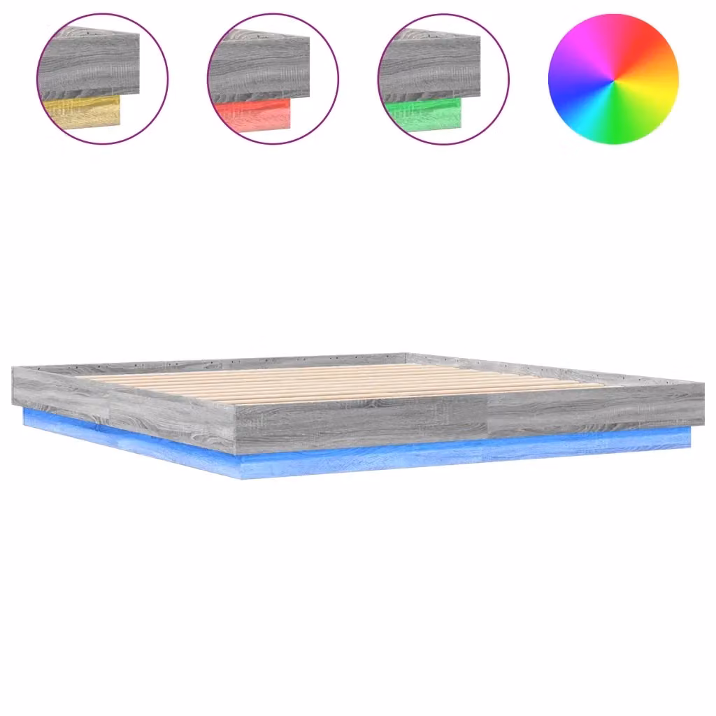 vidaXL Giroletto Moderno con Luci LED e Porta USB Grigio, L: 180 cm, P: 200 cm, H: 103 cm – 2