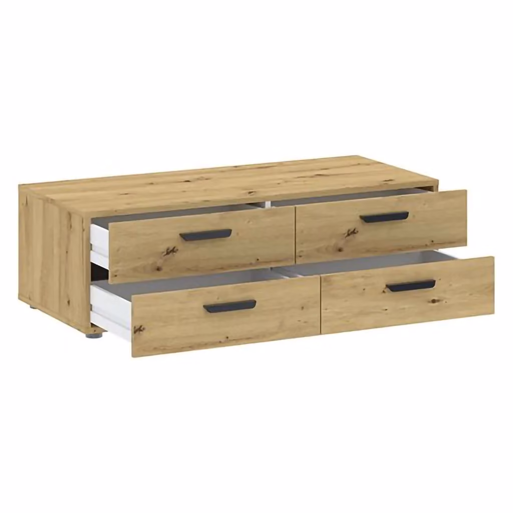 Cassettiera Gignod DMORA con 4 cassetti in colore marrone rovere, L 111 cm x P 52 cm x H 35 cm – 2