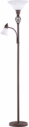 Lampada Piantana da Terra GD Trio in Stile Rustico con 2 Vetri Bianchi e Marroni 10W