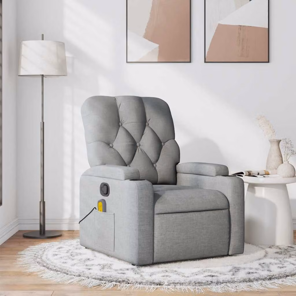 vidaXL Poltrona Reclinabile Relax Grigio Chiaro in Tessuto con Braccioli