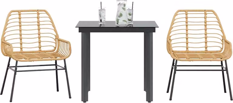 Maison Exclusive - Set da Pranzo da Giardino 3 pz Marrone in Polyrattan Vetro