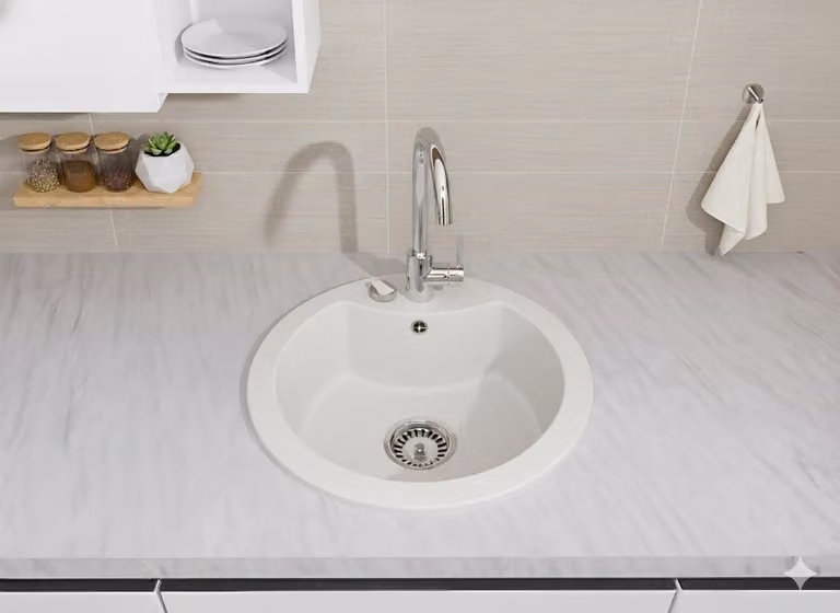 Lavello da cucina in granito, colore bianco
